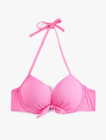 Kalp Yaka Fiyonk Detaylı Push-Up Bikini Üstü