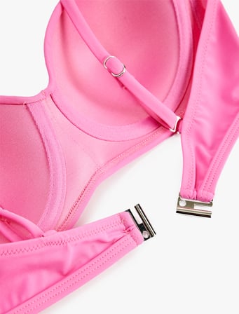Drape Detaylı Çıkarılabilir Askılı Straplez Bikini Üstü