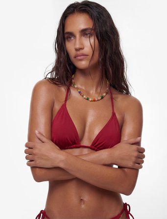 İpli Üçgen Bikini Üstü