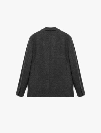 Uzun Kollu Cepli Mono Yaka Kaşe Blazer Ceket