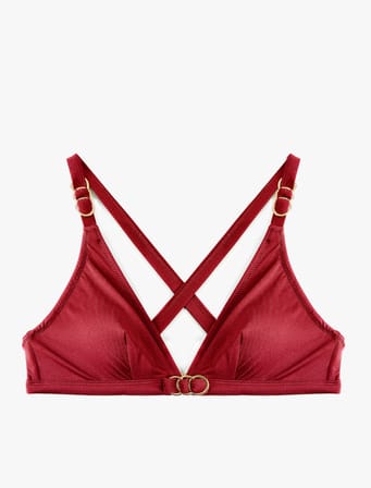 Aksesuarlı Çapraz Askılı Bikini Üstü