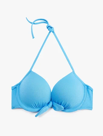 Kalp Yaka Dokulu Fiyonklu Push-Up Bikini Üstü