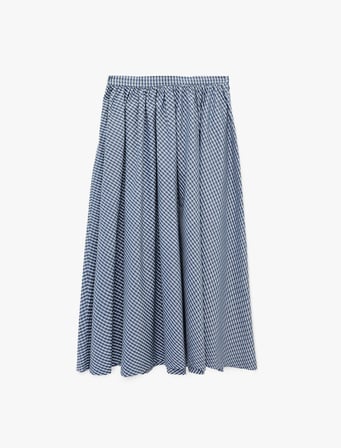 Regular Fit Pamuklu Poplin Ekose Uzun Etek
