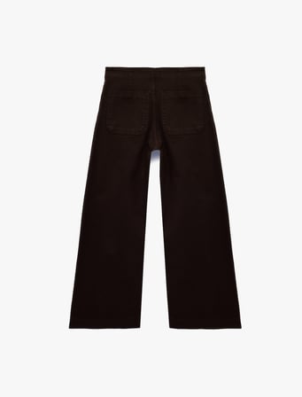 Yüksek Bel Cep Detaylı Düğmeli Geniş Paça Pantolon - Culotte Jeans