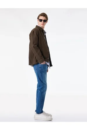 Koyu İndigo Erkek Normal Bel Slim Fit Jean Pantolon - Brad Jean Model Kodu: 6SAM40215NDKOYU İNDİG
