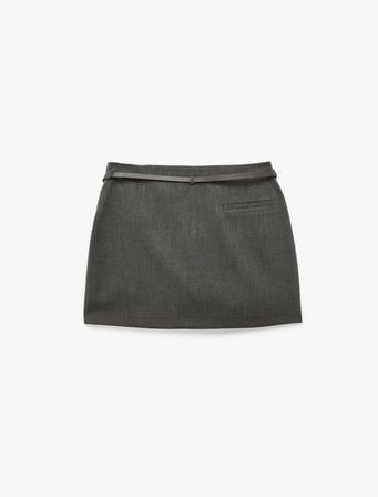 Standart Bel Kemerli Şortlu Mini Etek