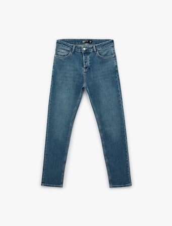 Normal Bel Pamuklu Slim Fit Jean Pantolon - Brad Jean