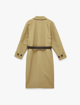 Uzun Kollu Cepli Gabardin Oversize Kemerli Trençkot