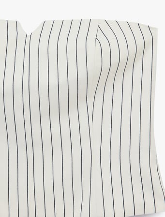 Çizgili Kolsuz Fermuarlı Straplez Crop Bluz