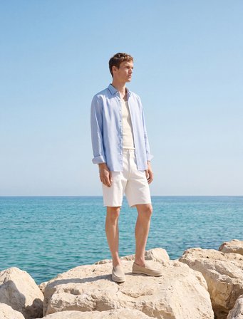 Regular Fit Pamuklu Poplin Klasik Yaka Uzun Kollu Çizgili Gömlek