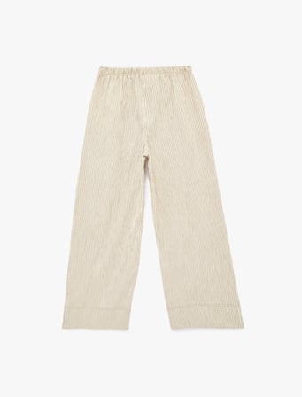 Beli Bağcıklı Viskon Karışımlı Geniş Paça Pantolon