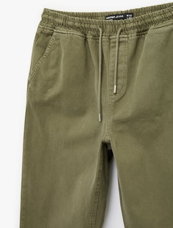 Regular Fit Normal Bel Pamuklu Bol Beli Bağcıklı Baggy Jean Pantolon