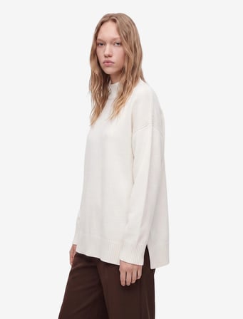 Dik Yaka Uzun Kollu Oversize Triko Tunik