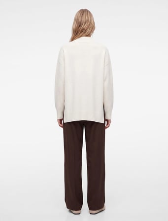 Dik Yaka Uzun Kollu Oversize Triko Tunik