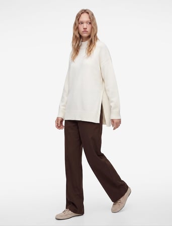 Dik Yaka Uzun Kollu Oversize Triko Tunik