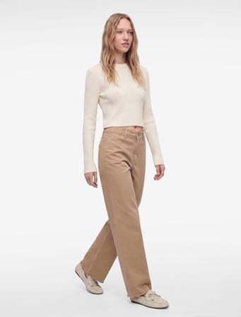 Bisiklet Yaka Uzun Kollu Slim Fit Basic Crop Triko Kazak