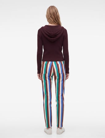 Viskon Slim Fit Uzun Kollu Fermuarlı Kapüşonlu Triko Kazak