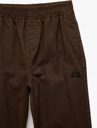 Pamuklu Rahat Kalıp Beli Lastikli Cepli Gabardin Pantolon