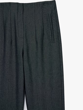 Yüksek Bel Viskon Karışımlı Slim Fit Cigarette Pantolon