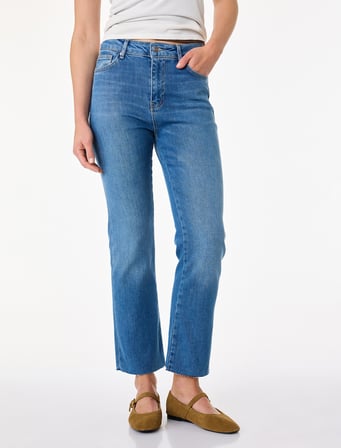 Normal Bel Dar Kesim Düğmeli Pamuklu İspanyol Paça Denim Pantolon - Flare Jeans