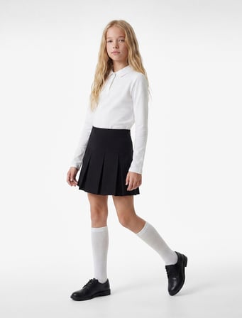 Uzun Kollu Pamuklu Basic Polo Yaka Okul Tişörtü