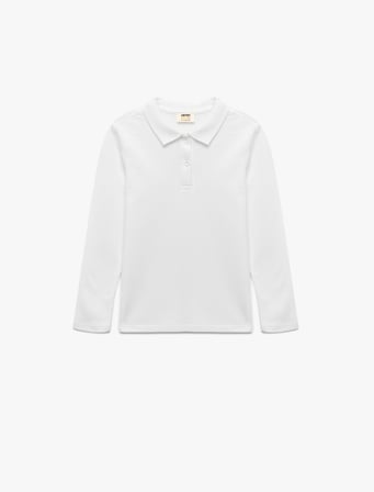Uzun Kollu Pamuklu Basic Polo Yaka Okul Tişörtü