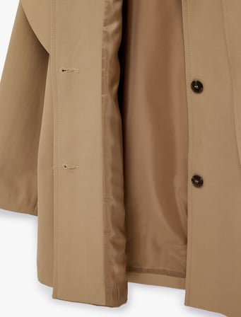 Gabardin Kumaş Uzun Kollu Cepli Düğmeli Pelerin Detaylı Oversize Trençkot