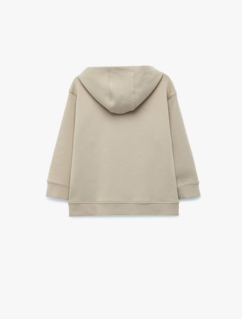 Pamuklu Uzun Kollu Kapşonlu Fermuarlı Sweatshirt