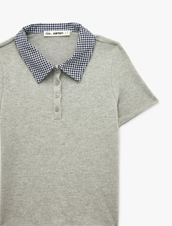 Viskon Karışımlı Slim Fit Kısa Kollu Polo Yaka Tişört