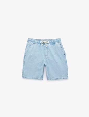 Rahat Kalıp Cepli Pamuklu Bermuda Beli Bağcıklı Baggy Jean Şort