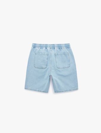 Rahat Kalıp Cepli Pamuklu Bermuda Beli Bağcıklı Baggy Jean Şort