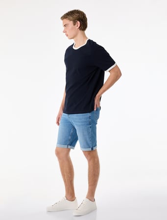 Normal Bel Pamuklu Bermuda Slim Fit Jean Şort
