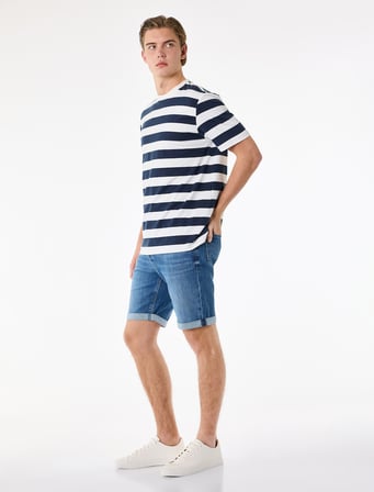 Normal Bel Pamuklu Bermuda Slim Fit Jean Şort