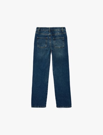 Beli Bağcıklı Rahat Kesim Pamuklu Baggy Jean Pantolon