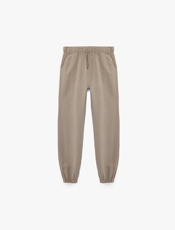 Beli Bağcıklı Viskon Karışımlı Jogger Pantolon