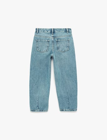 Yüksek Bel Pamuklu Balon Kesim Denim Pantolon