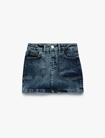 Pamuklu Cepli A Kesim Bol Kalıp Denim Etek