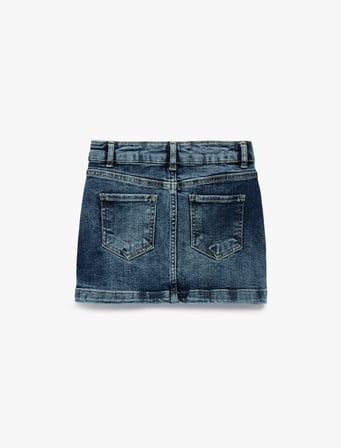Pamuklu Cepli A Kesim Bol Kalıp Denim Etek