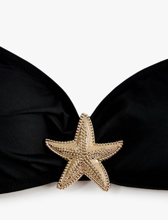Deniz Yıldızı Aksesuar Detaylı Halter Yaka Bikini Üstü
