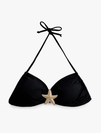 Deniz Yıldızı Aksesuar Detaylı Halter Yaka Bikini Üstü