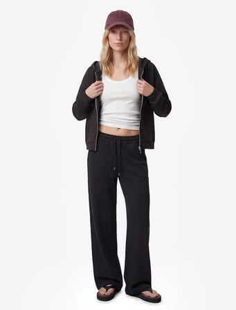 Modal Uzun Kollu Cepli Tam Fermuarlı Kapüşonlu Sweatshirt