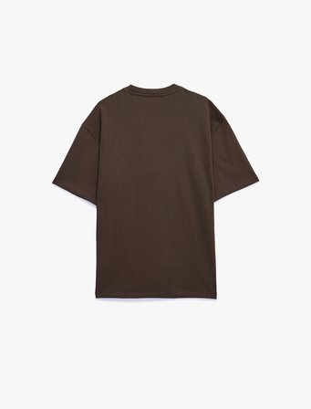 Kısa Kollu Pamuklu Tok Kumaş Bisiklet Yaka Oversize Basic Tişört