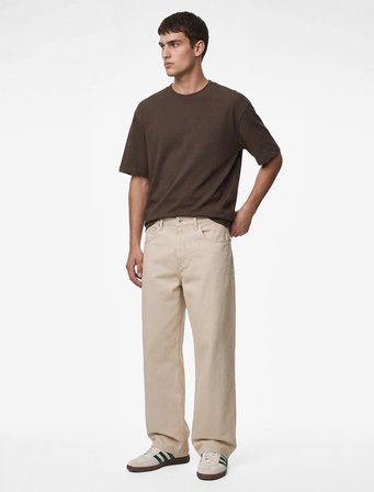 Kısa Kollu Pamuklu Tok Kumaş Bisiklet Yaka Oversize Basic Tişört