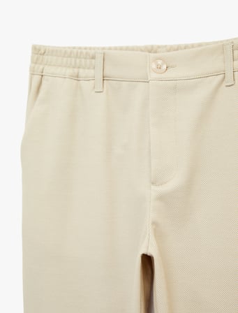 Regular Fit Beli Lastikli Düğmeli Cepli Duble Paça Pantolon