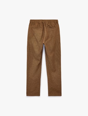Straight Fit Cepli Pamuk Keten Karışımlı Beli Bağcıklı Pantolon