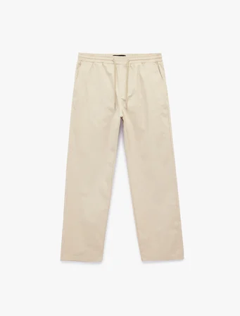 Regular Fit Cepli Pamuklu Pileli Beli Bağcıklı Pantolon