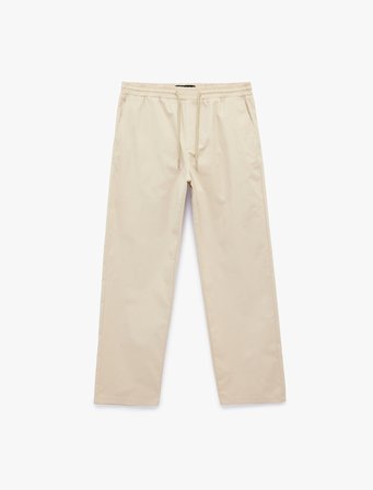 Regular Fit Cepli Pamuklu Pileli Beli Bağcıklı Pantolon