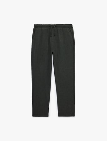 Regular Fit Viskon Karışımlı Cepli Beli Bağcıklı Kumaş Pantolon