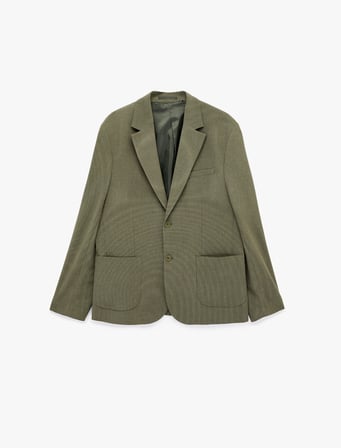 Regular Fit Uzun Kollu Cepli Düğmeli Gömlek Yaka Blazer Ceket