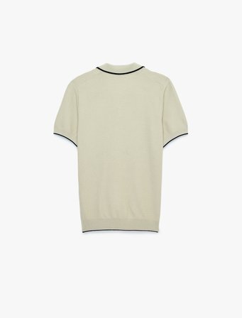 Regular Fit Pamuklu Çizgi Detaylı Polo Yaka Kısa Kollu Triko Tişört